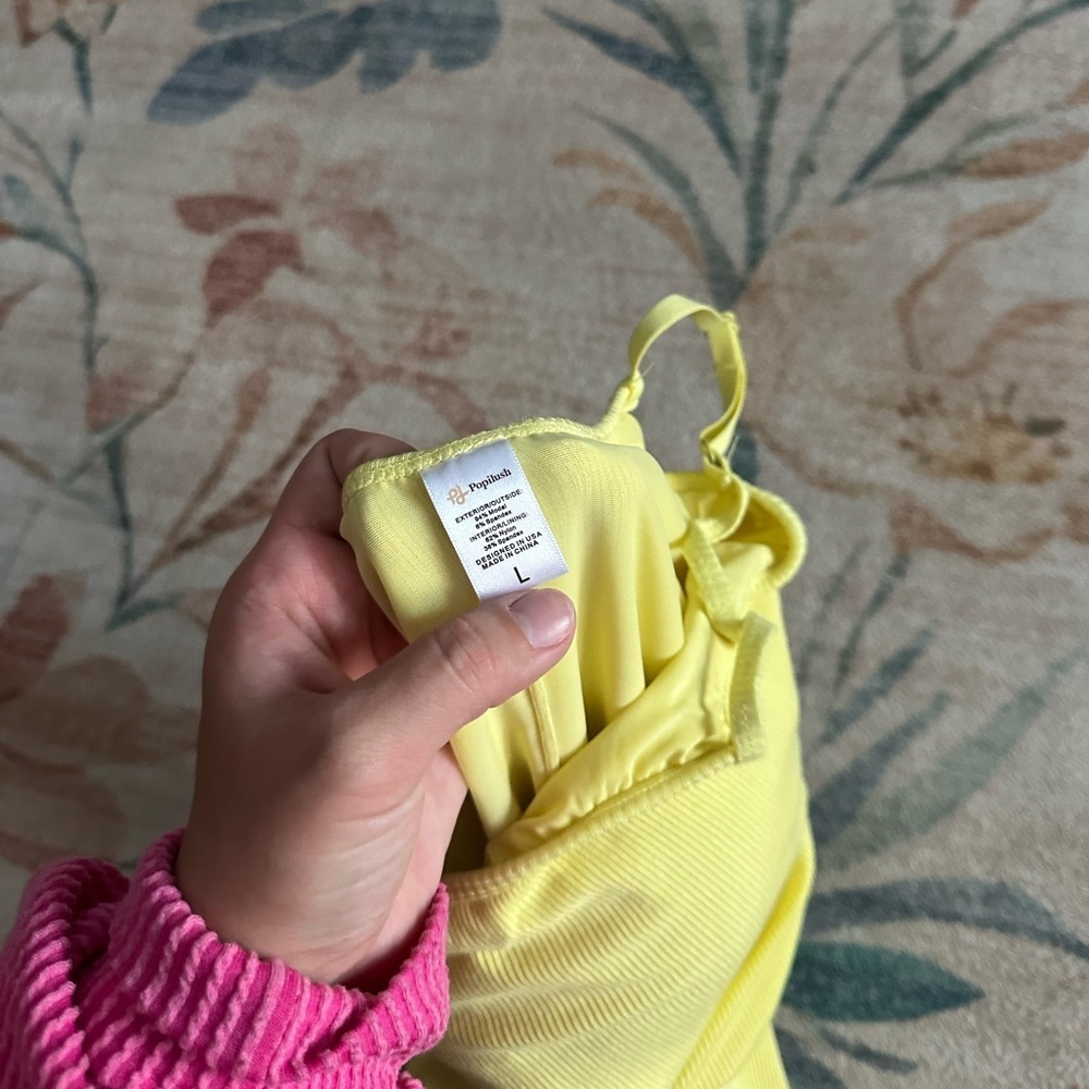 POPILUSH Shapewear Solid Modal Butt Lift Mini Slip Dress In Yellow - Picture 7 of 8